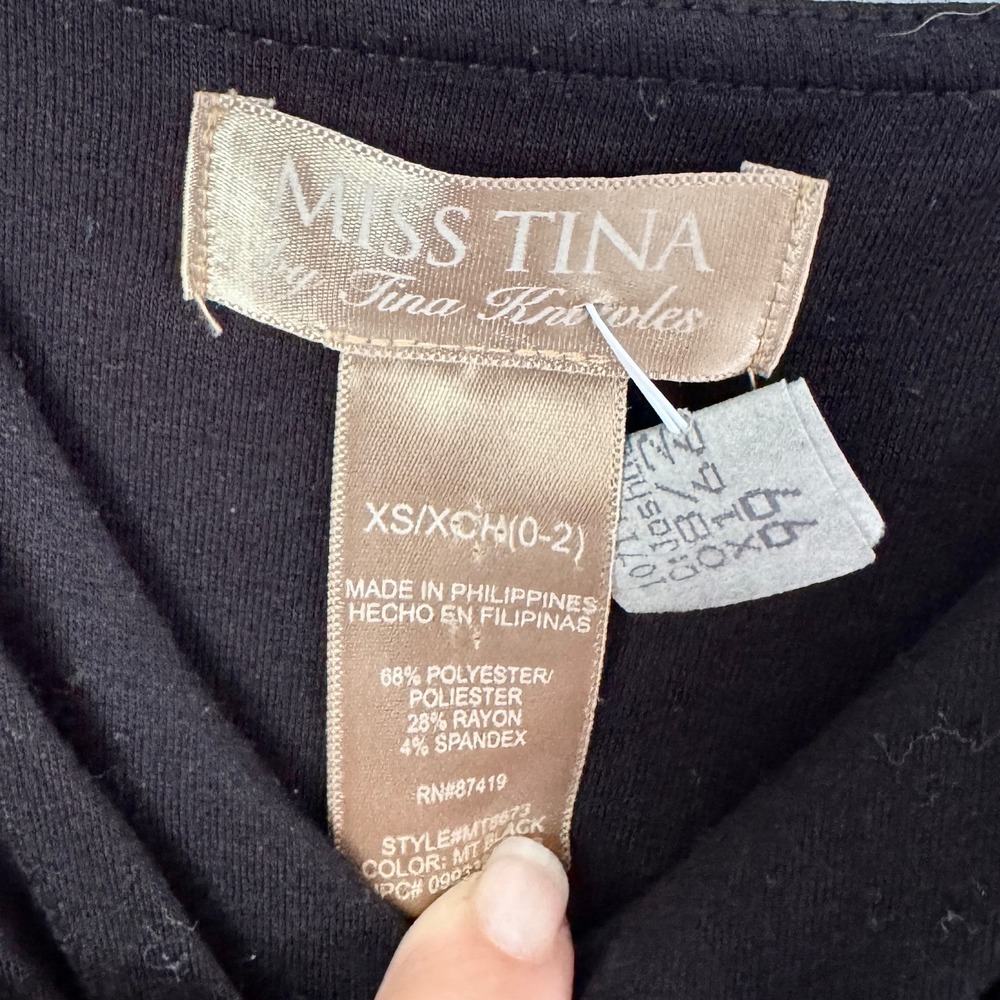 Miss Tina Maxi Dress Women XS Black Twist Front V-Neck Sleeveless MT5673 - Picture 3 of 4